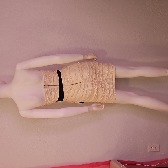 VTG B. DARLIN Ivory Lace Bandeau Ruched Bodycon Bow Tie Micro Corset Hoco Dress - Picture 6 of 8